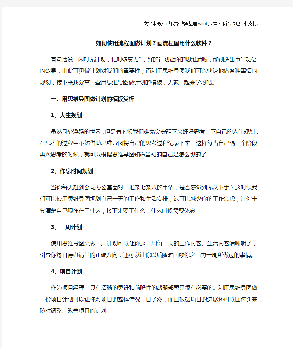 怎样使用流程图做计划画流程图用什么软件