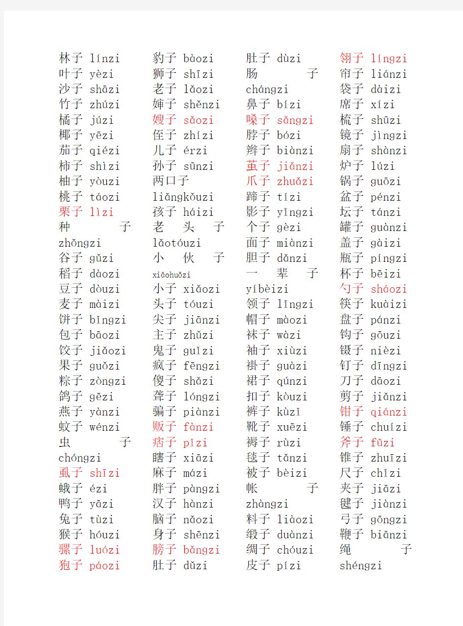 普通话水平测试用必读轻声词语和可轻读词语表 (1)