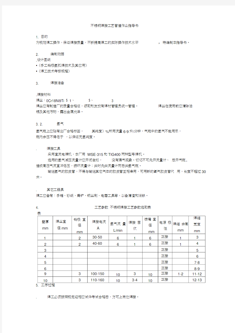 不锈钢焊接工艺作业指导书