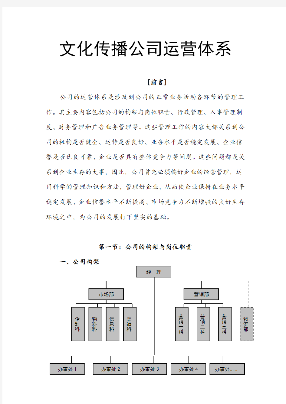 文化传播公司运营体系