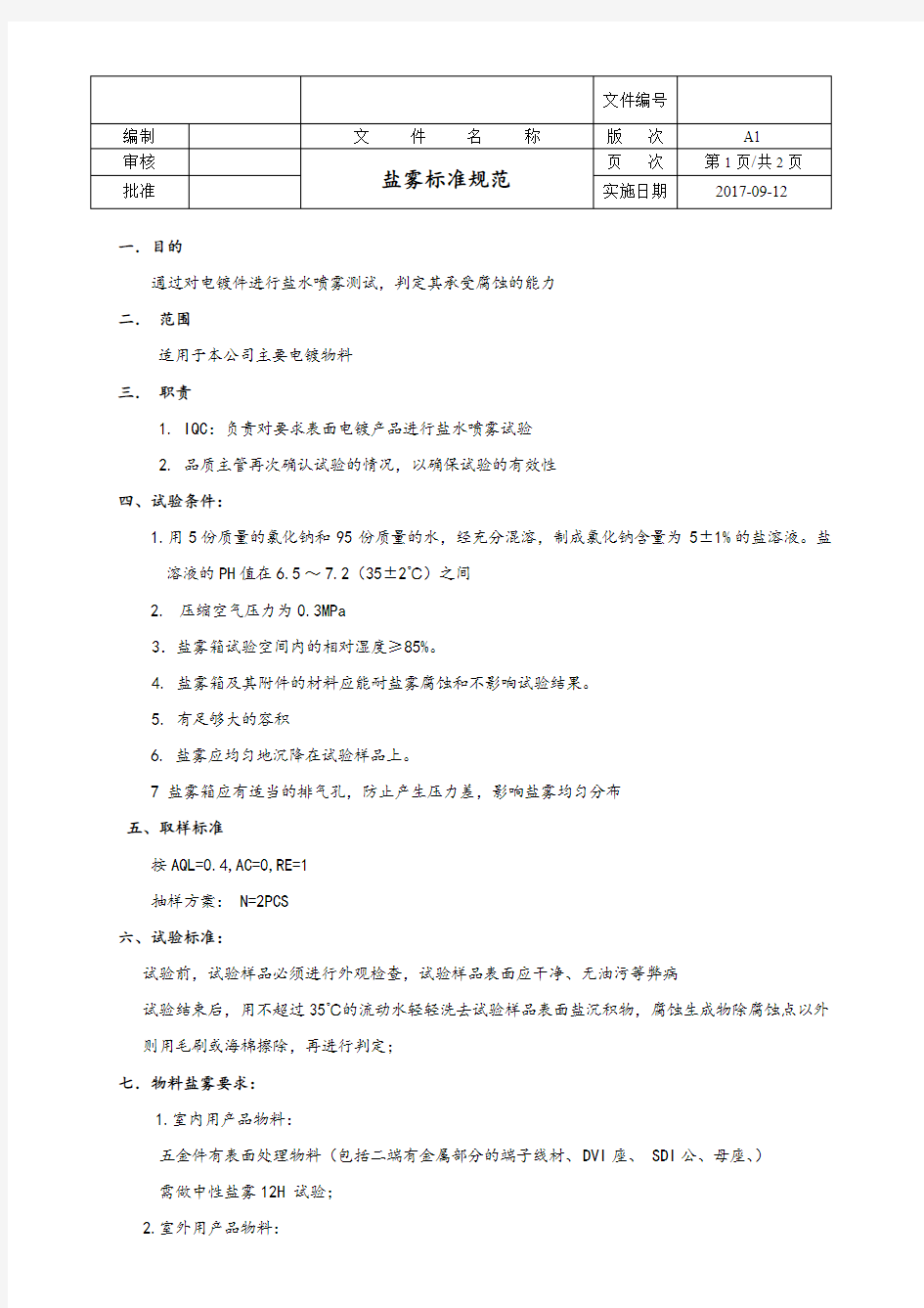 盐雾测试作业指导书