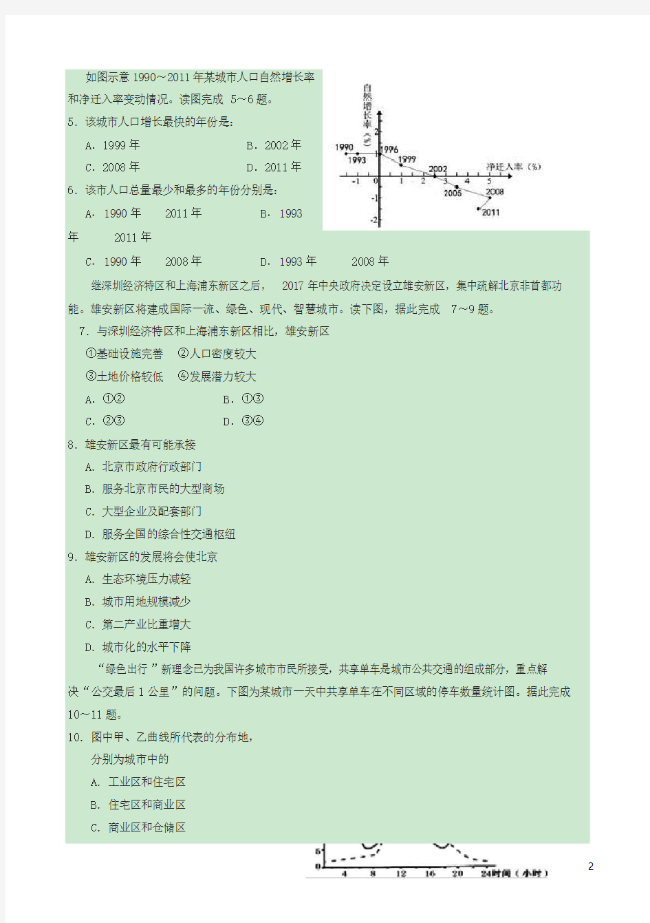 2020年高一下册期中考试地理试题有答案