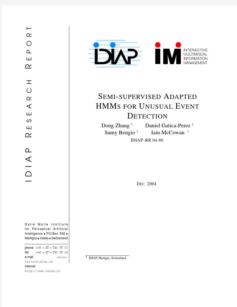 SEMI-SUPERVISED ADAPTED HMMS FOR UNUSUAL EVENT DETECTION