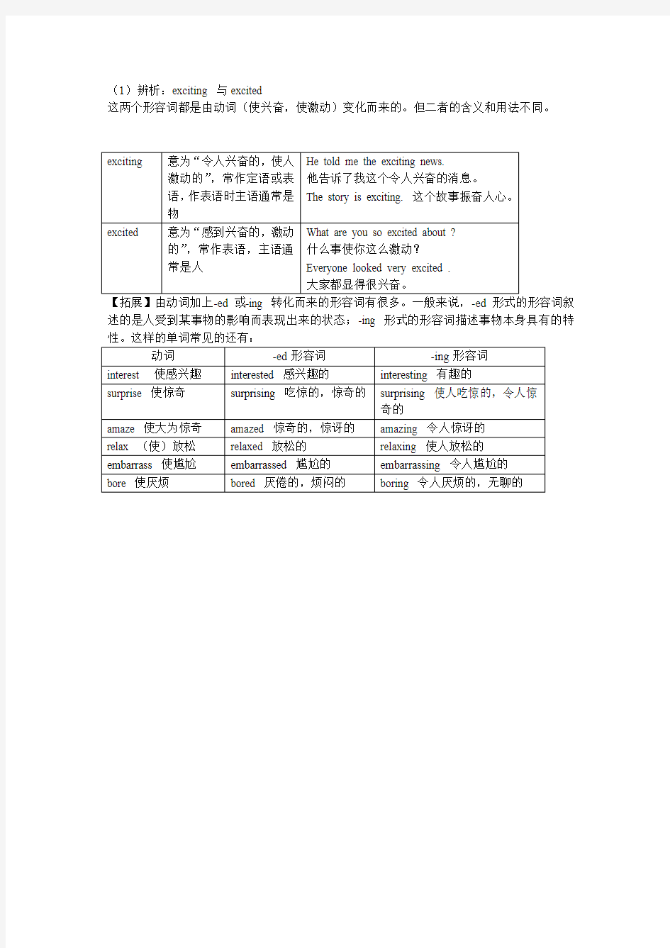 exciting 与excited 辨析