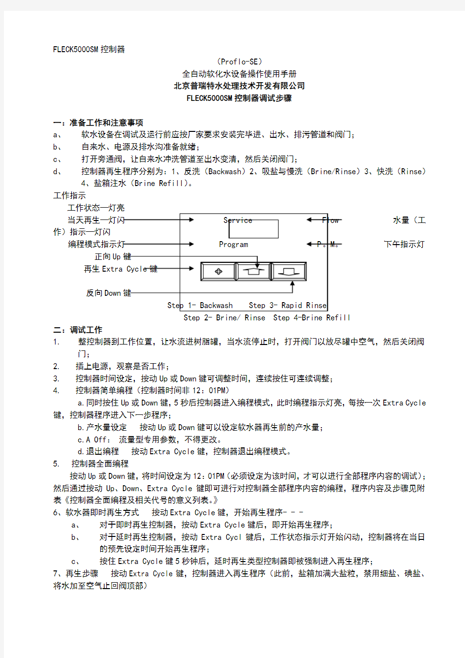 5000SE水处理控制器说明书