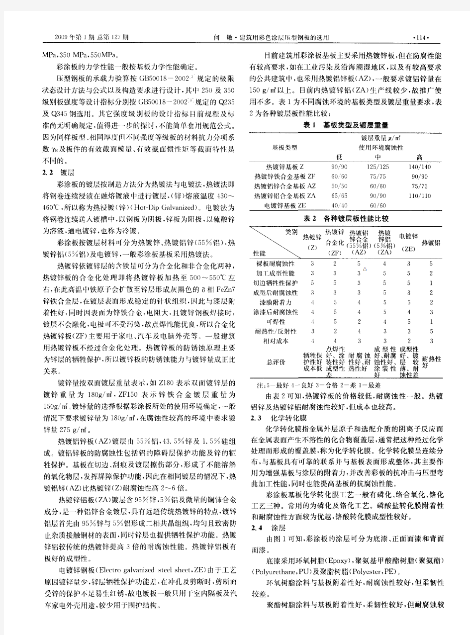 建筑用彩色涂层压型钢板的选用