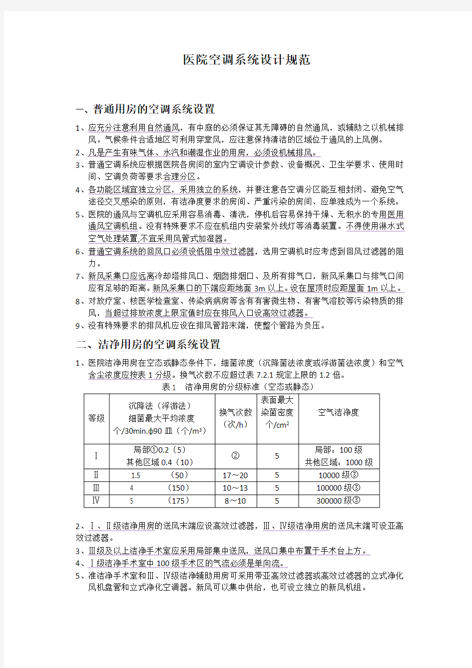 医院空调系统设计规范