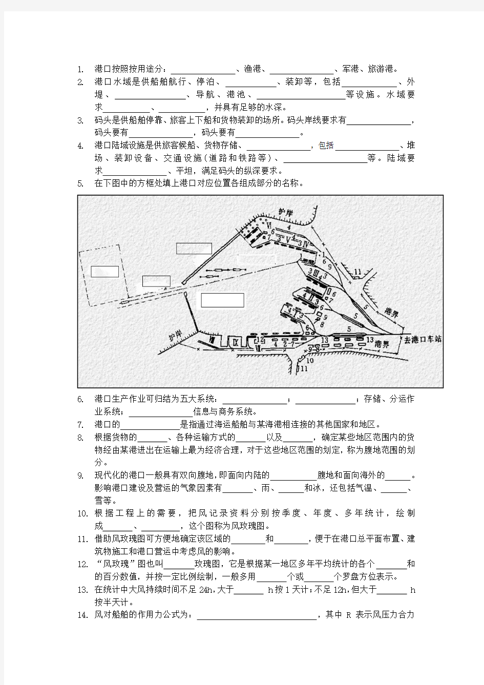 港航工程与规划习题集——填空题