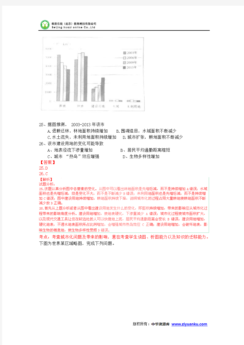 2015高考试题——文综(地理部分)(安徽卷)解析版