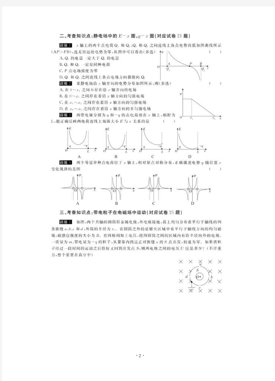 河南省百校联盟2016届高三1月教学质量监测强化训练(扫描版)物理