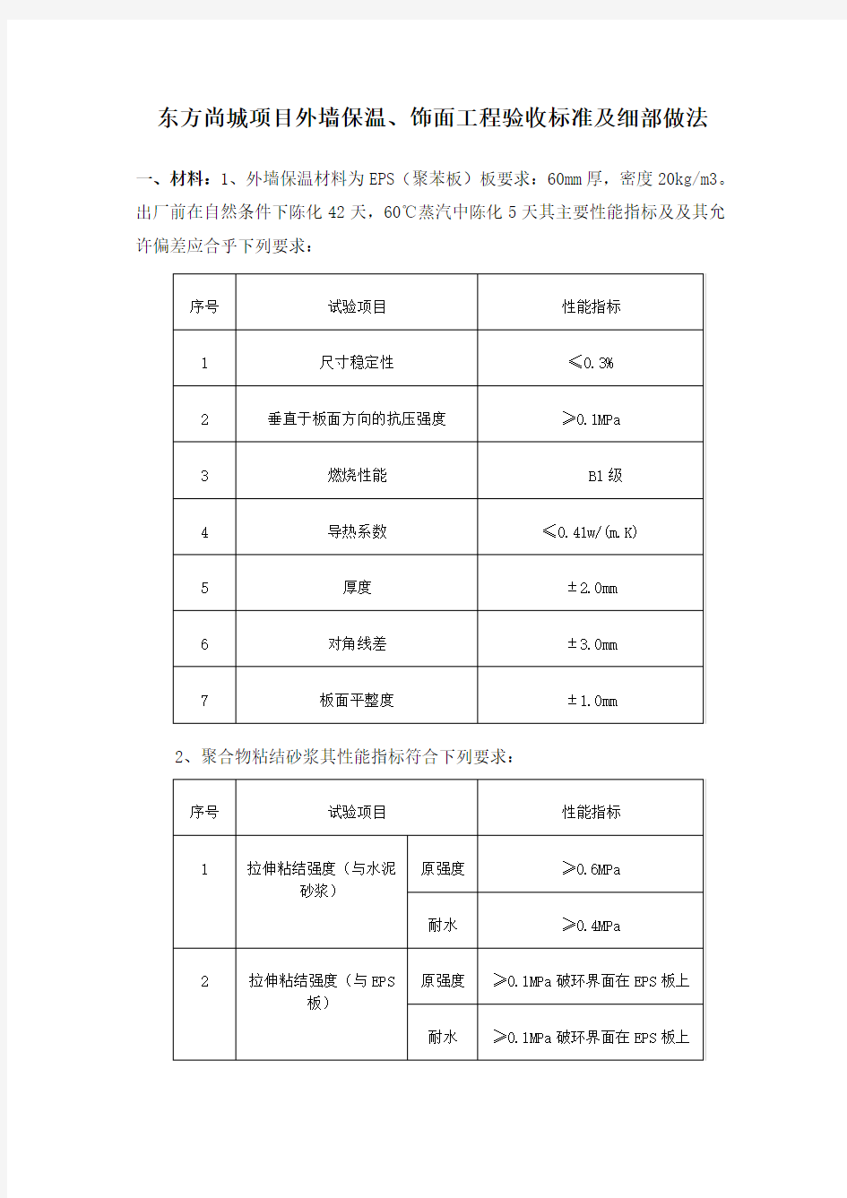 外墙外保温及饰面验收标准