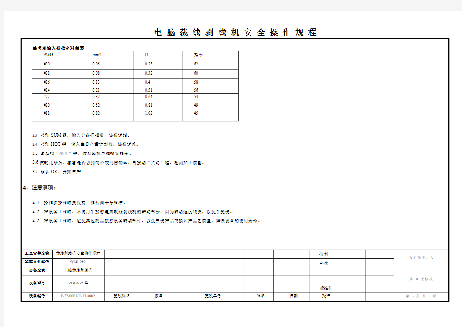 电脑裁线剥线机安全操作规程