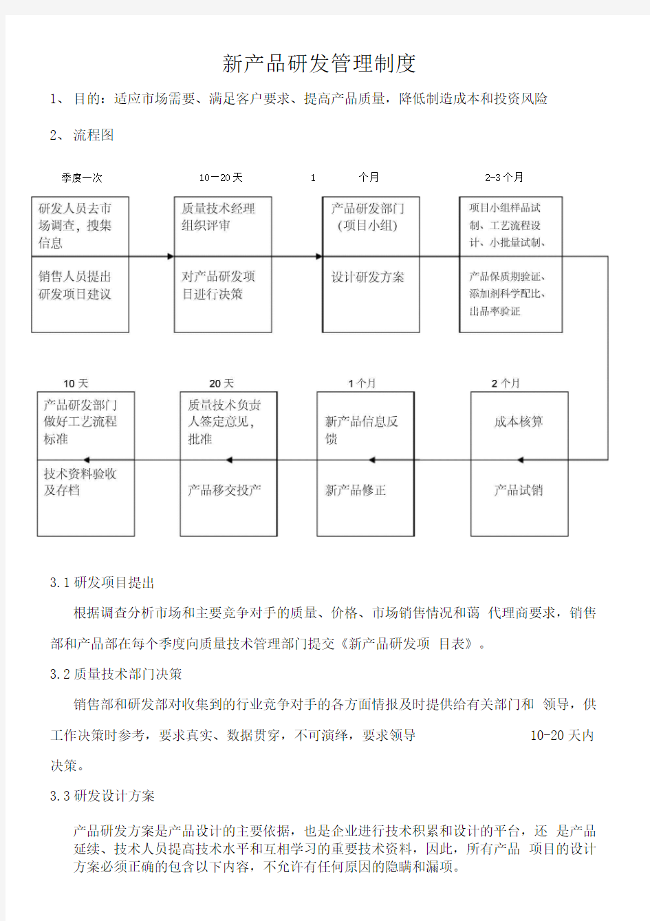 新产品研发管理制度