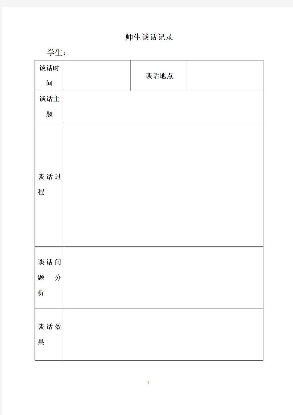 教师常用表格——师生谈话记录表