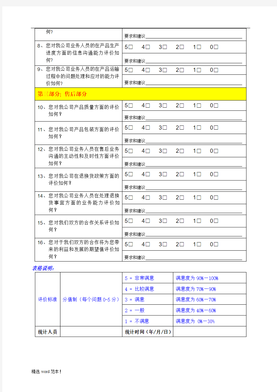 客户满意度调查表5