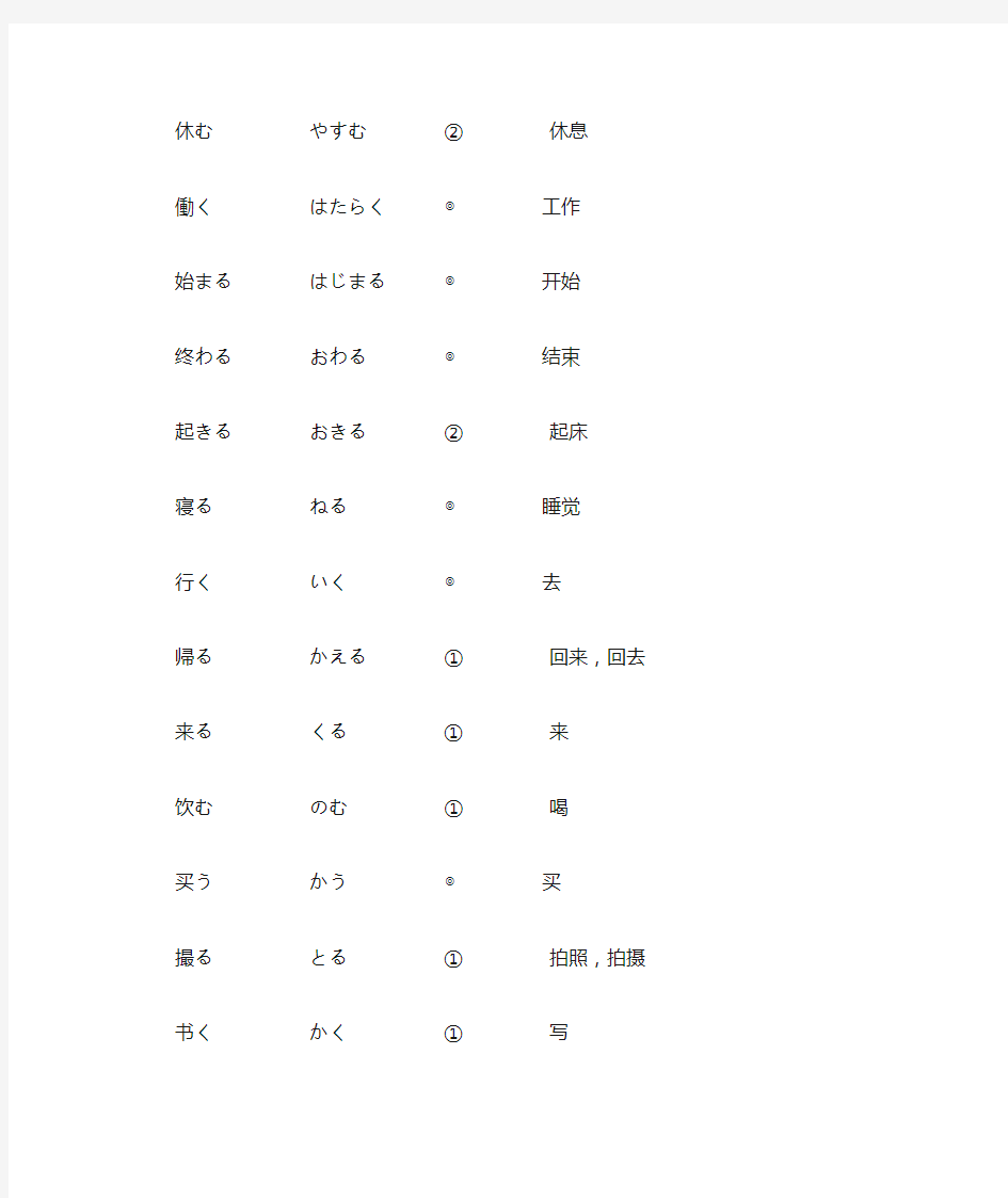 标日初级上册动词原形