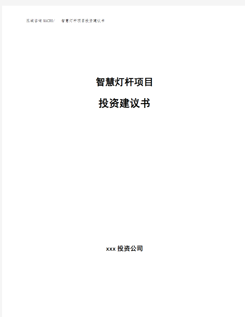 智慧灯杆项目投资建议书模板