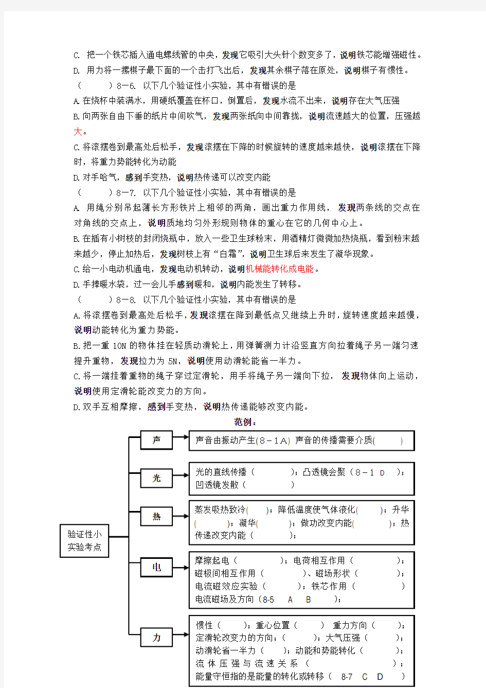 中考物理二轮复习一级实验专题