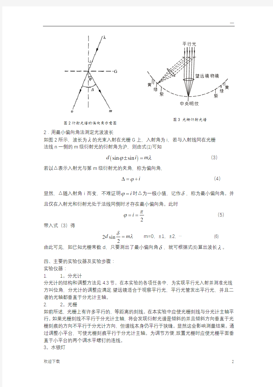 光栅衍射实验