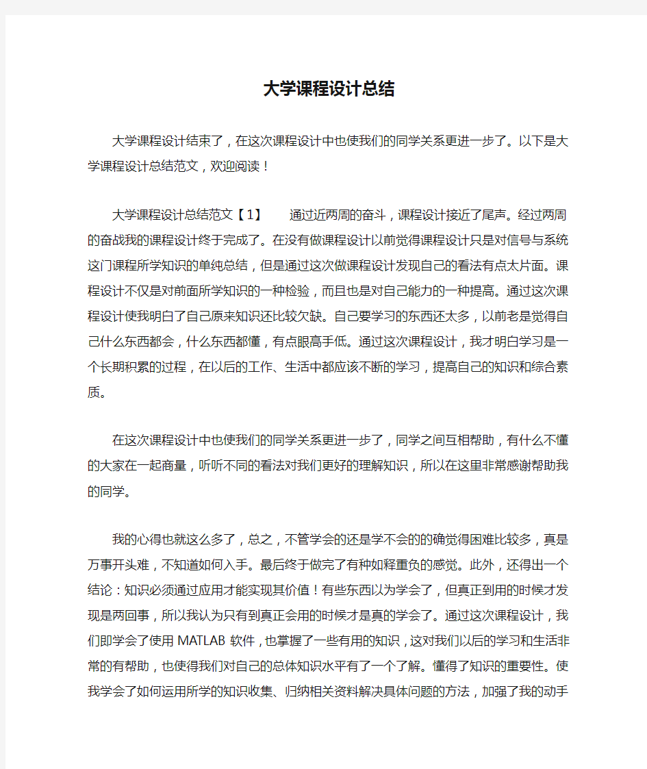 大学课程设计总结