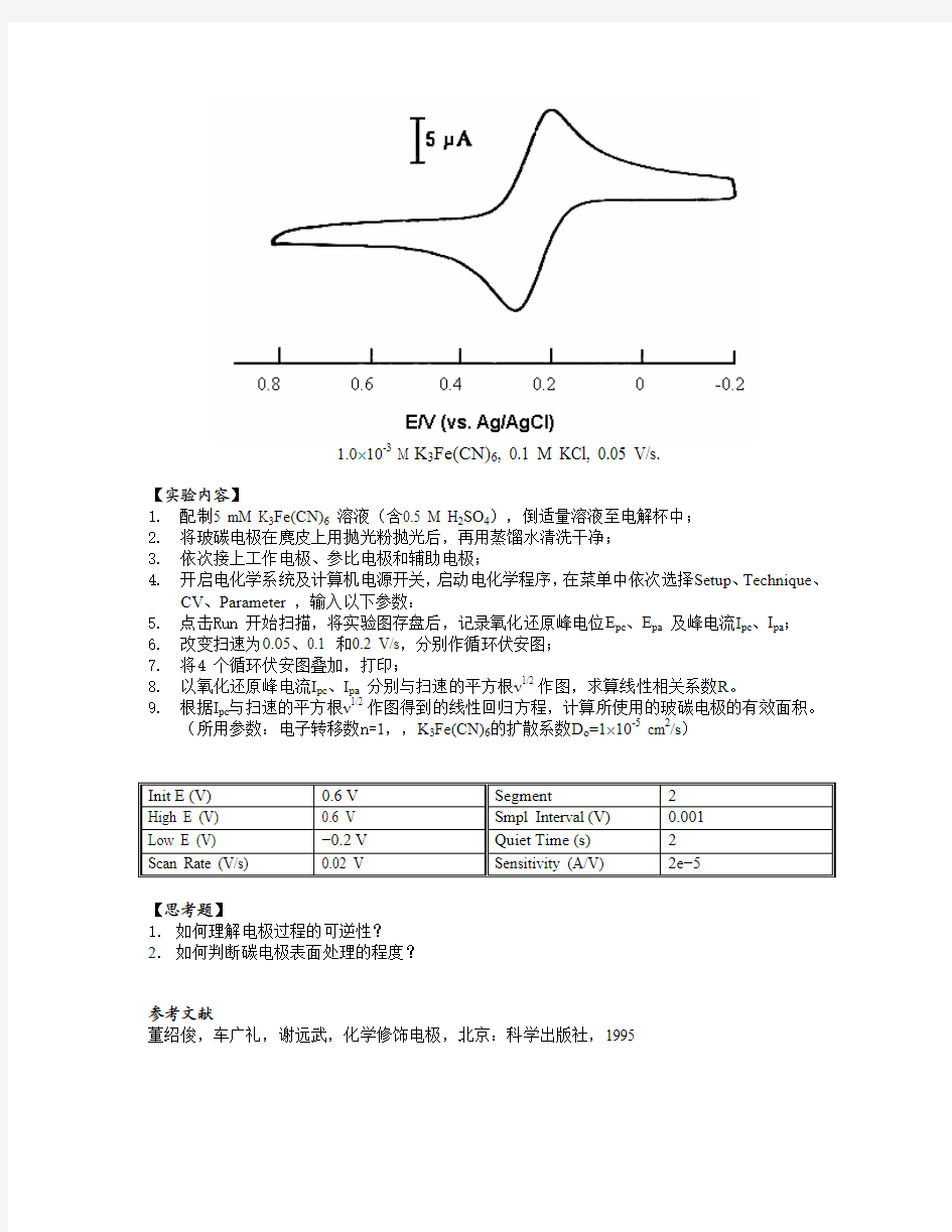 循环伏安法实验讲义(北京大学)