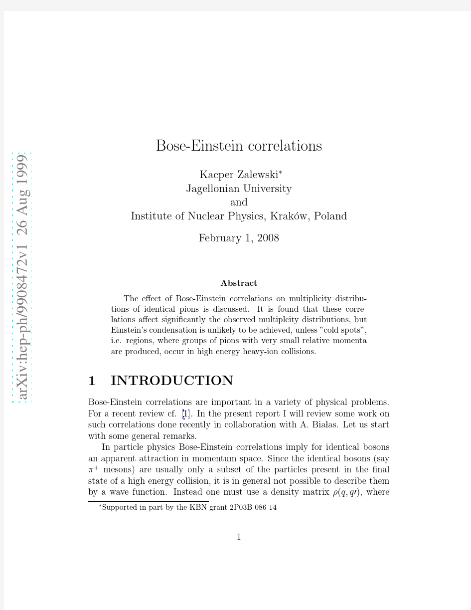 Bose-Einstein correlations