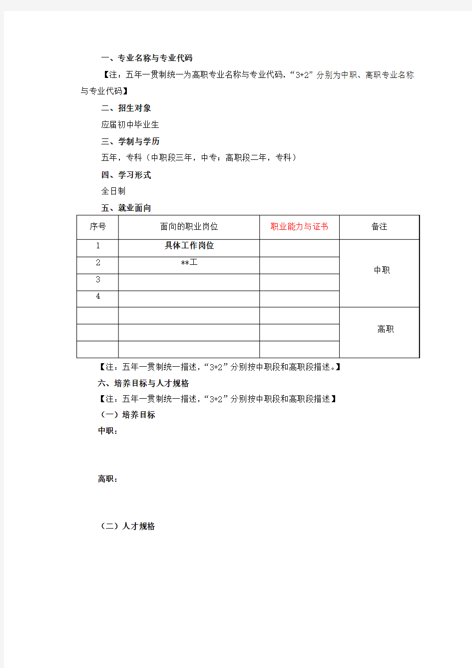 3+2中高职分段培养2016级人才培养方案