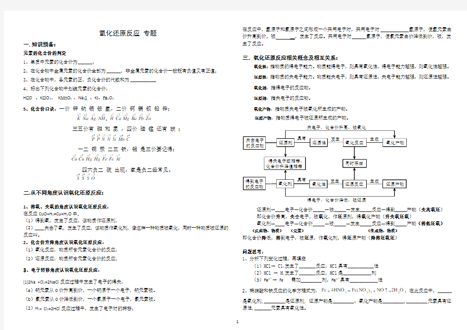 氧化还原反应 专题