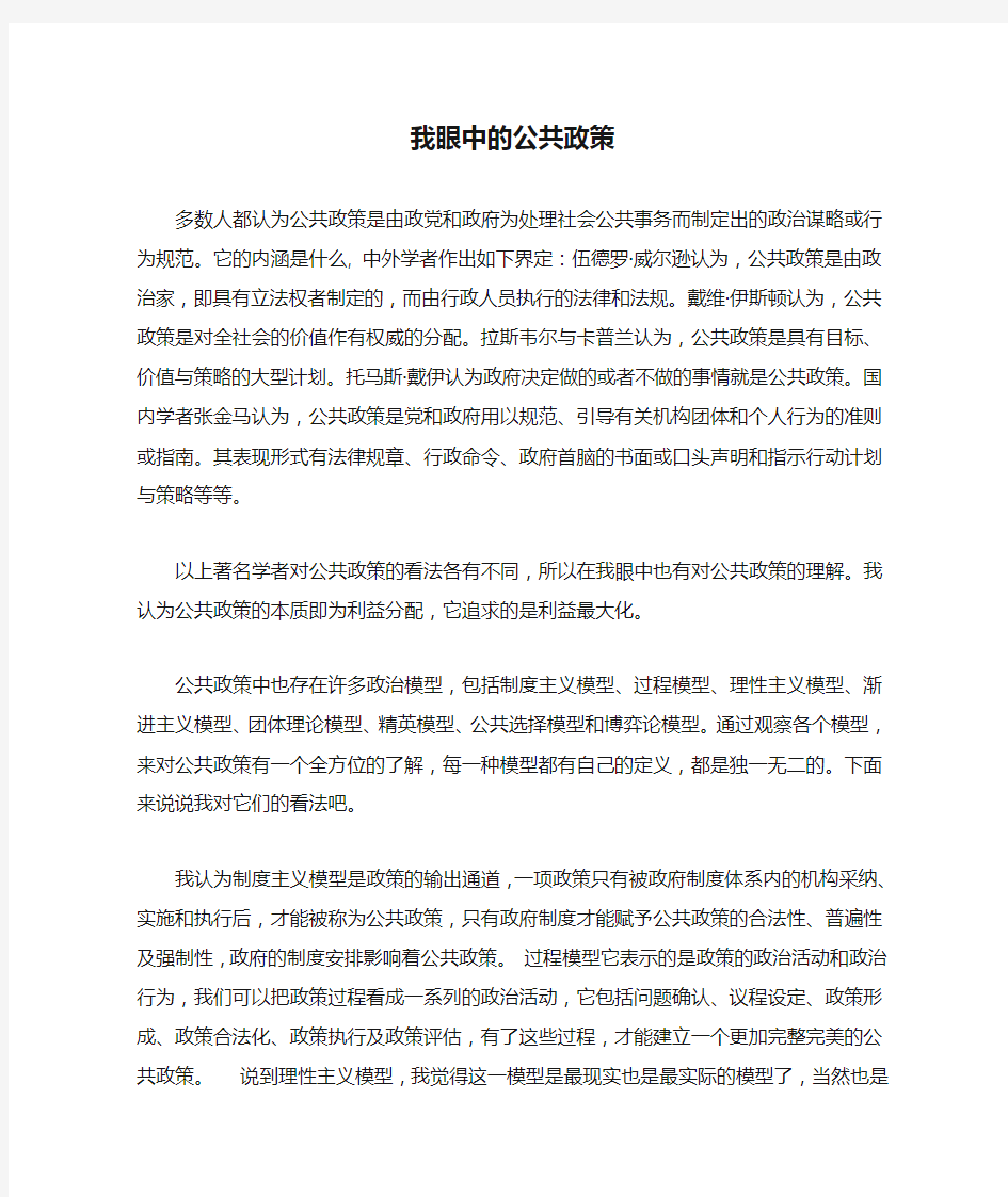 我眼中的公共政策