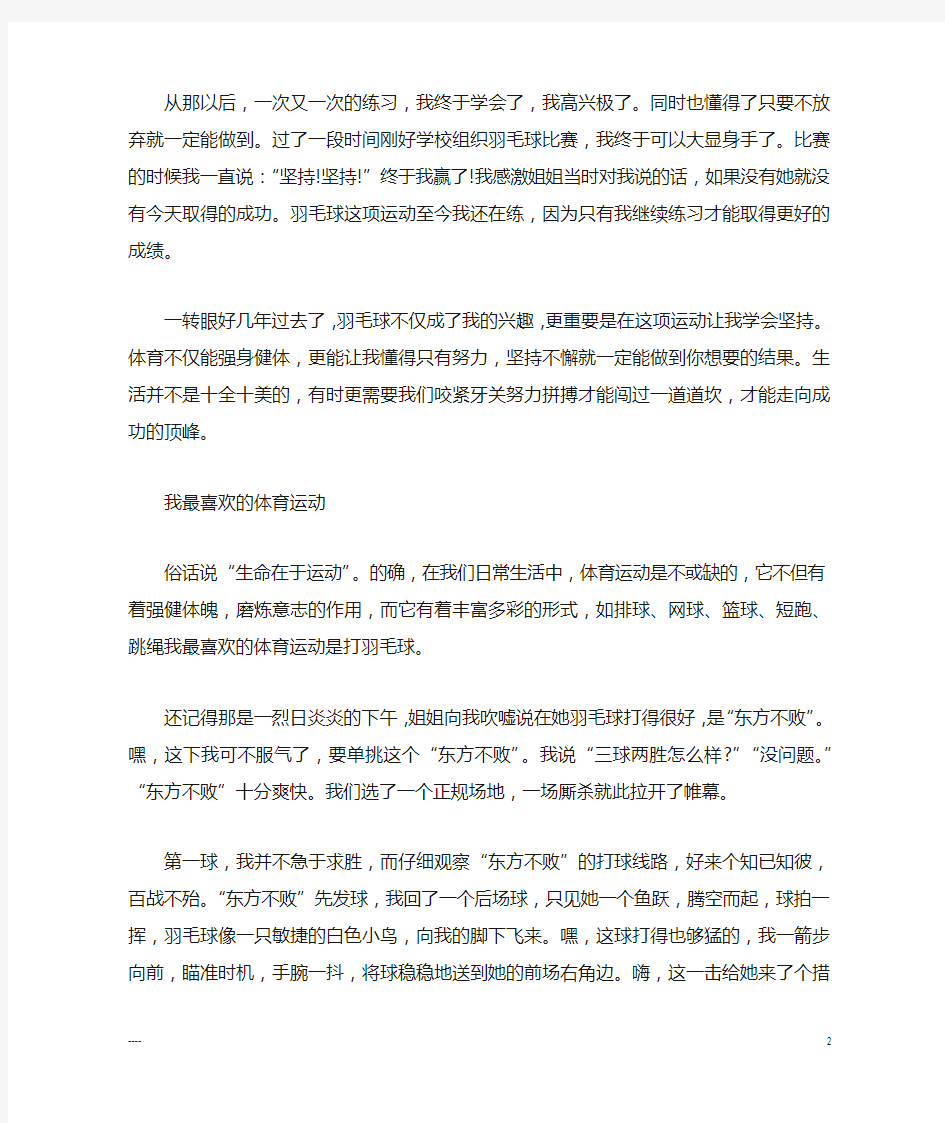 关于我最喜欢的运动作文