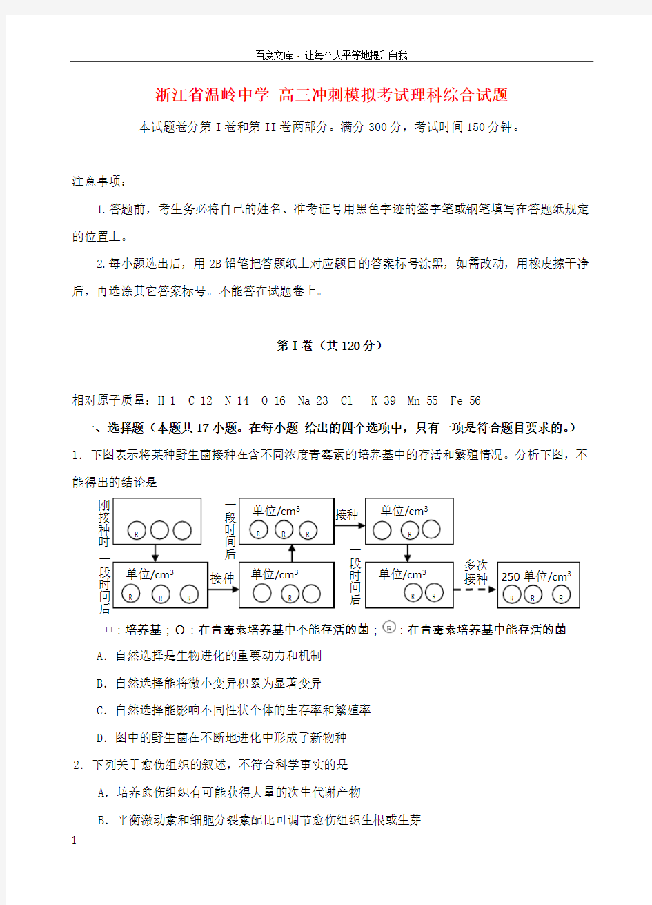 高三理综冲刺模拟考试试题