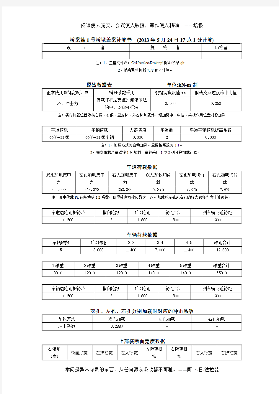 桥梁第1号桥墩盖梁计算书