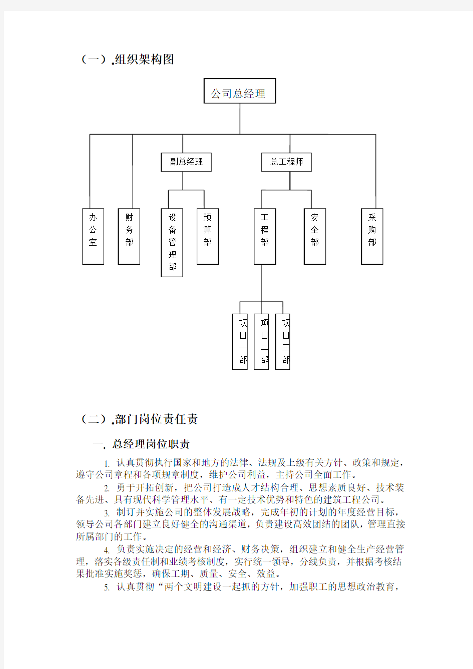 公司管理系统组织机构和职责