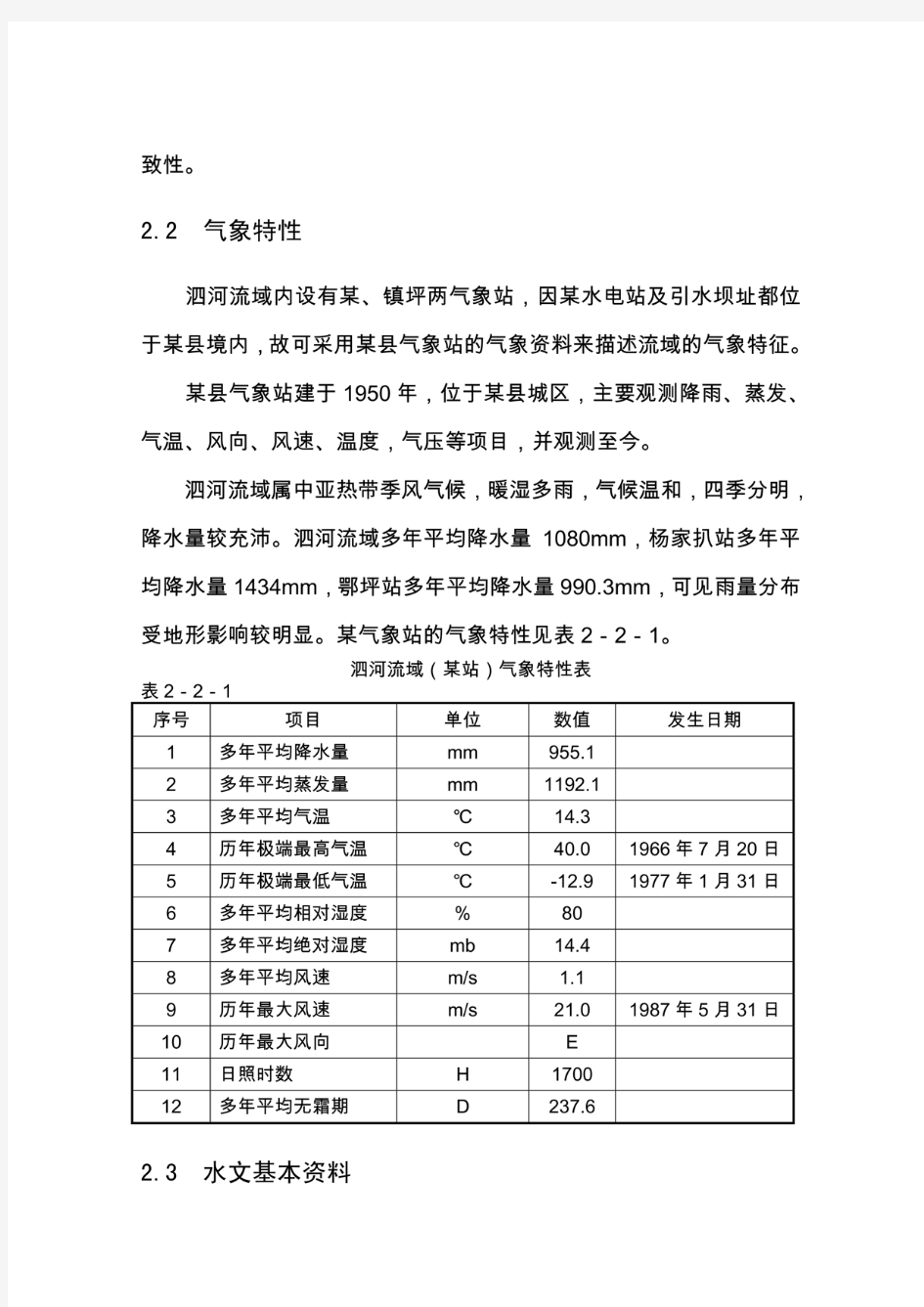 水文分析计算报告