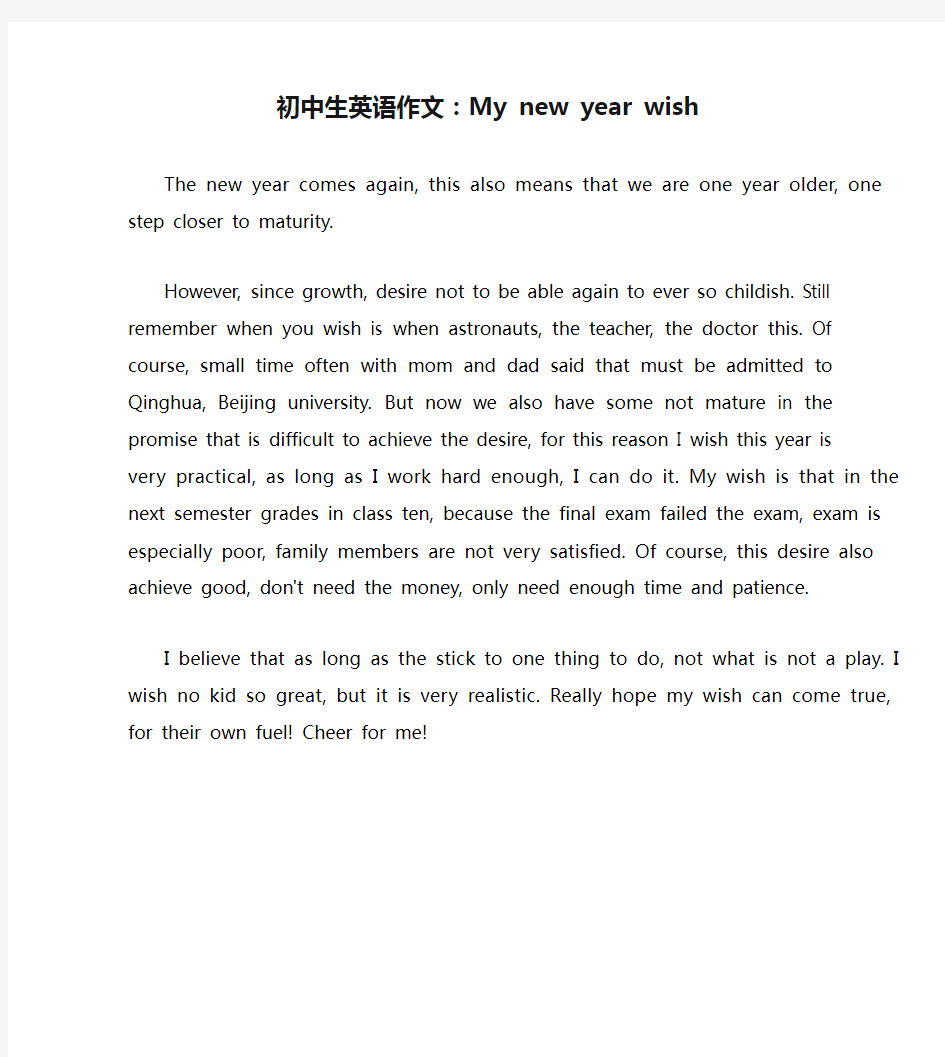 初中生英语作文：My new year wish