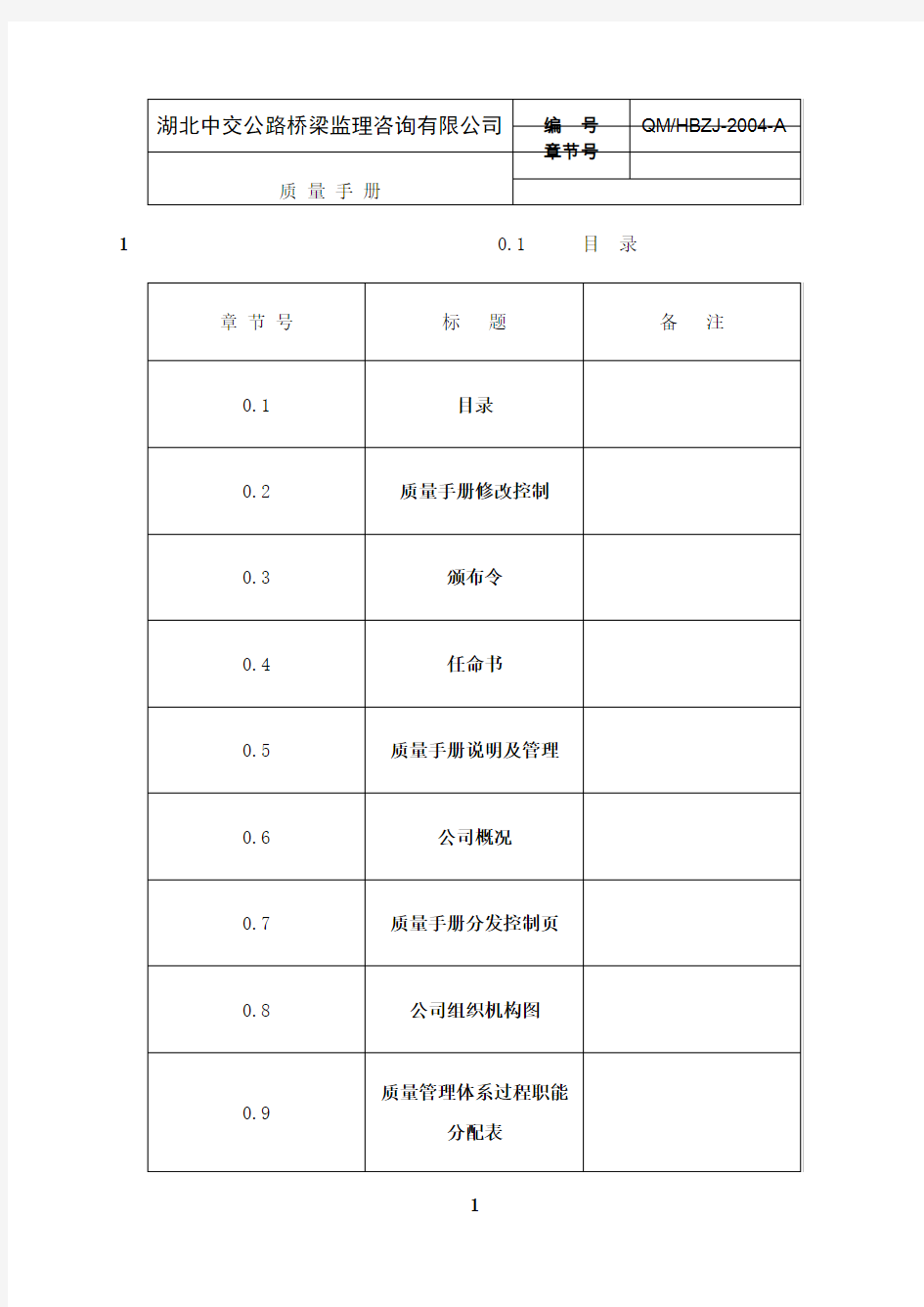 最新监理公司质量手册