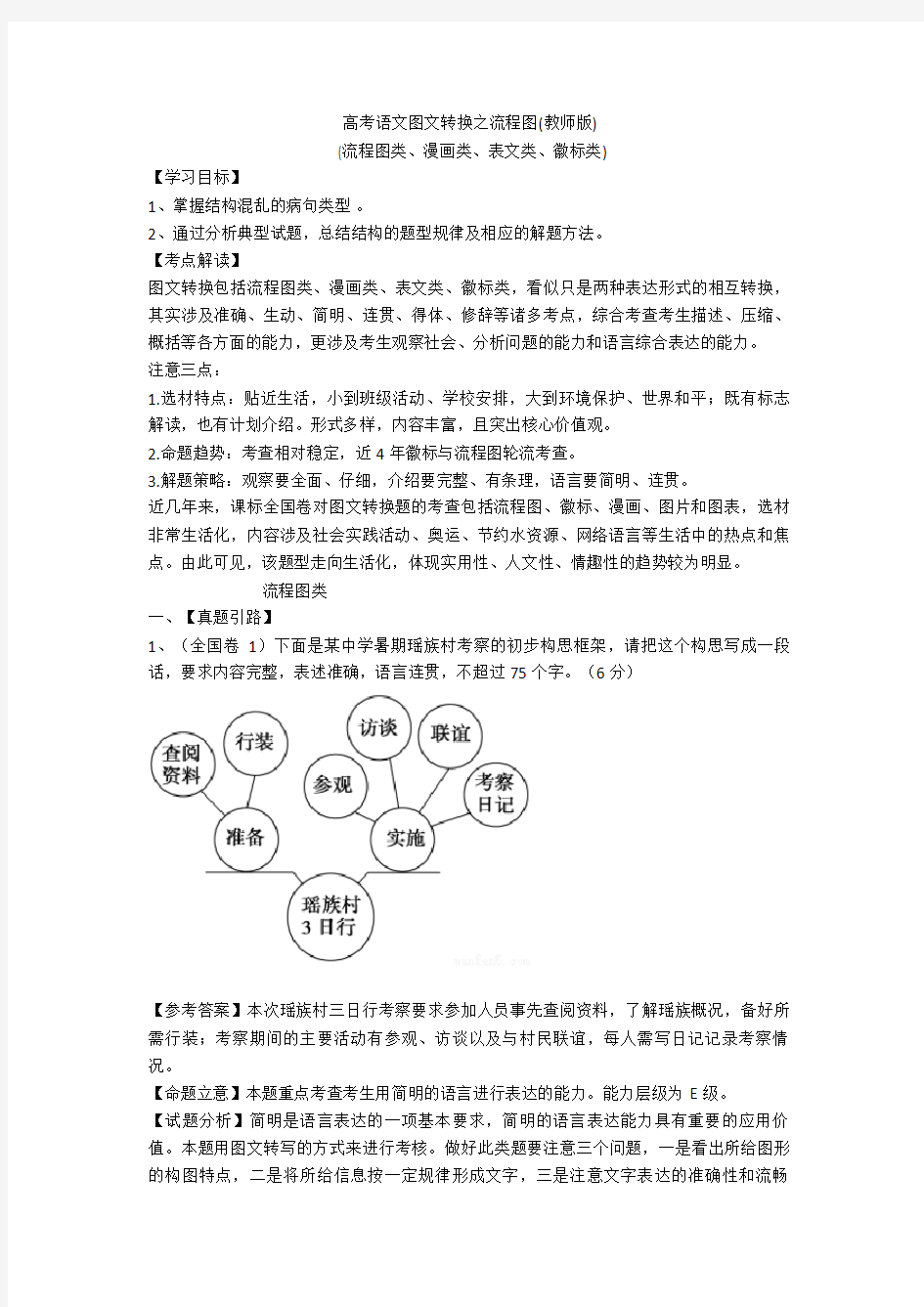 语文图文转换之流程图(教师版)+专项练习含答案