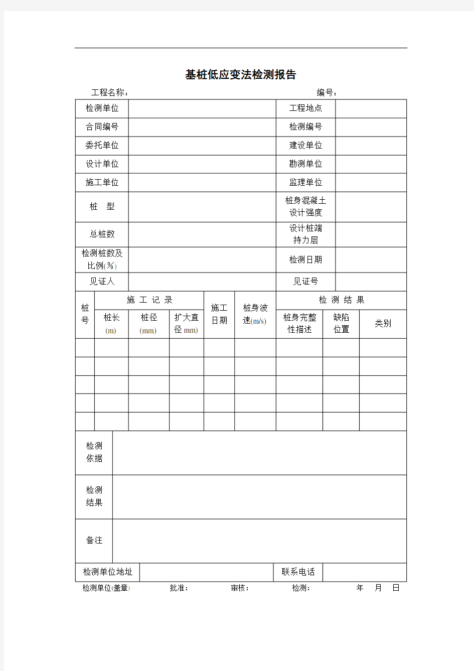 基桩低应变法检测报告