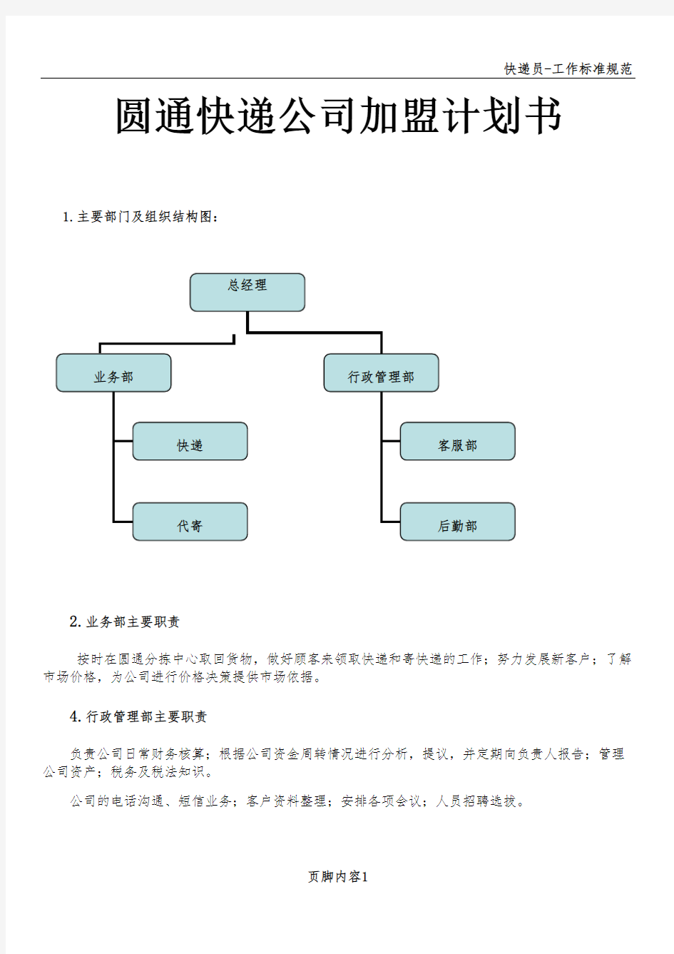 快递店创业计划书