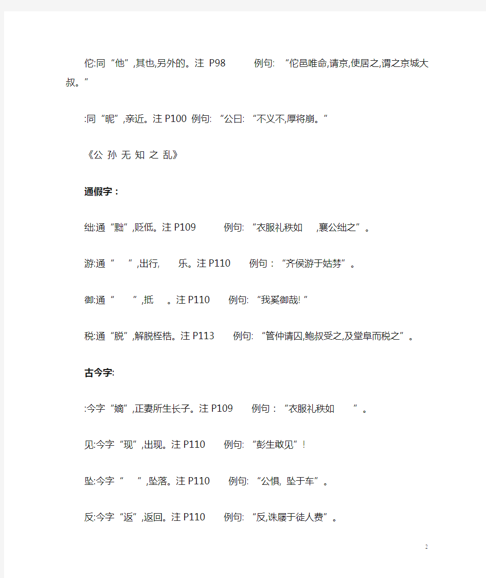 (完整版)古代汉语通假字、古今字、异体字总结