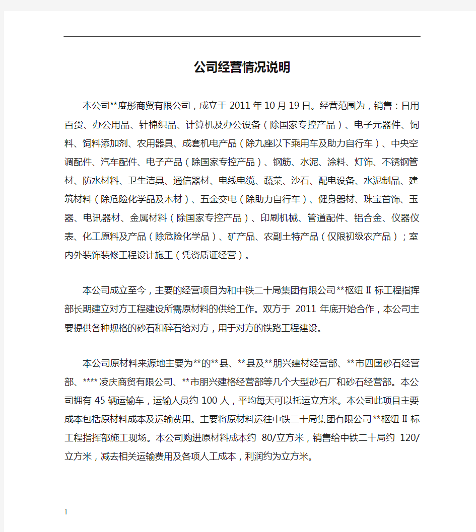 公司经营情况说明