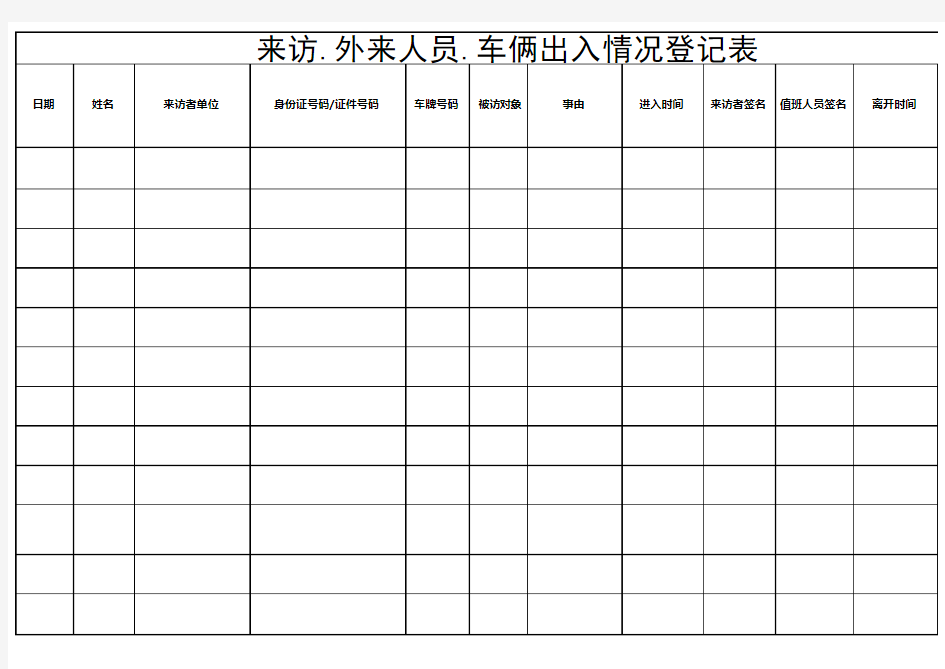 来访者信息登记表