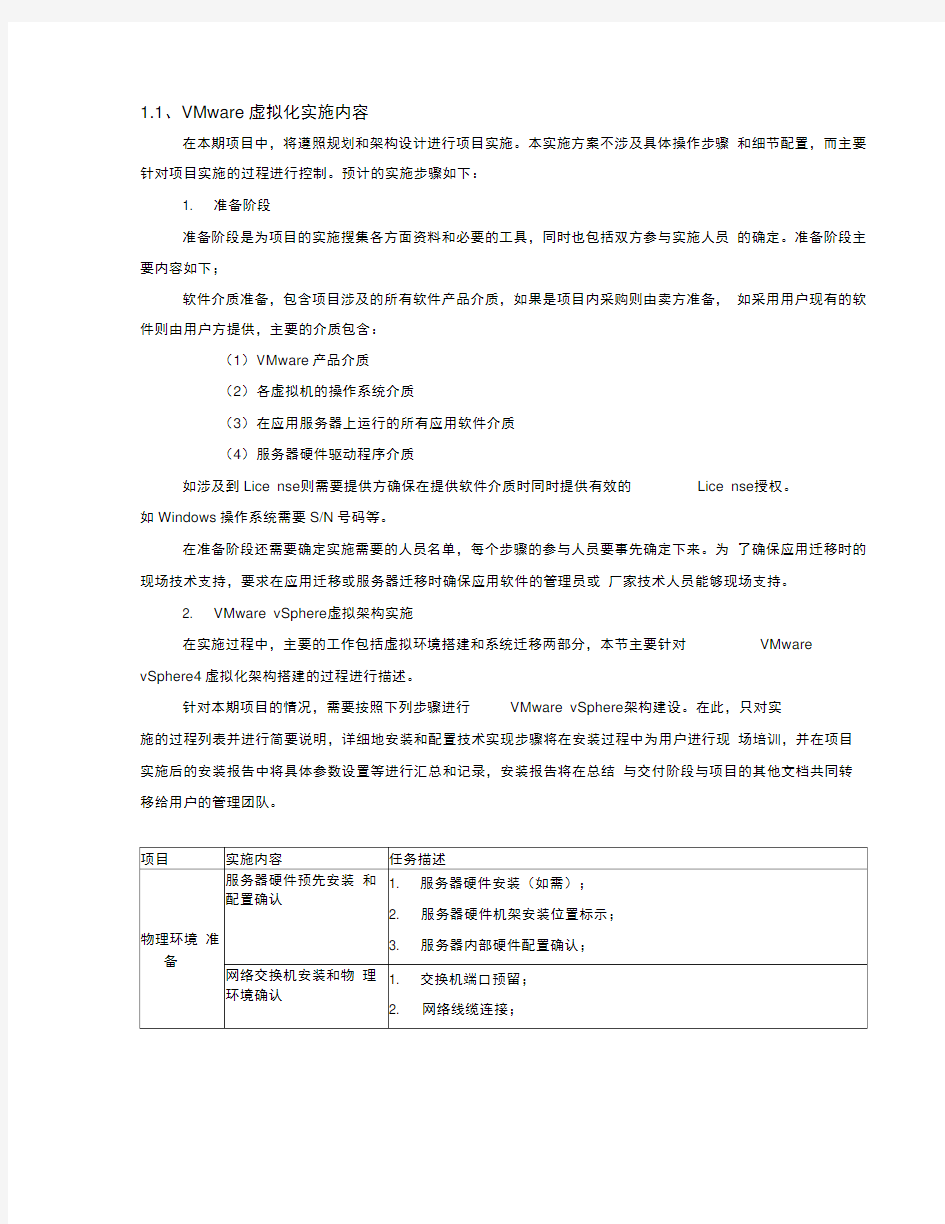 VMware虚拟化实施方案