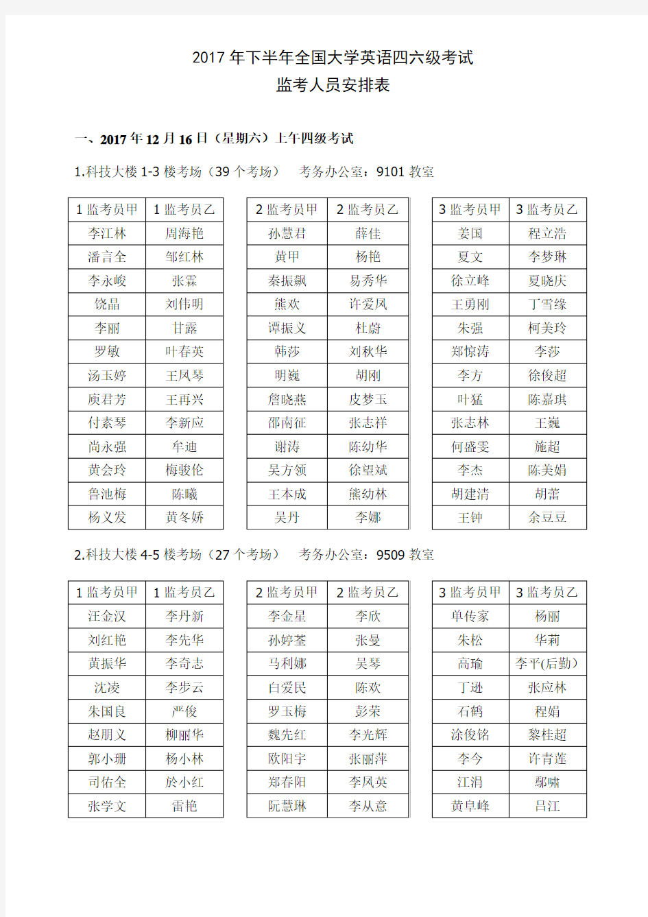 2017年下半年全国大学英语四六级考试