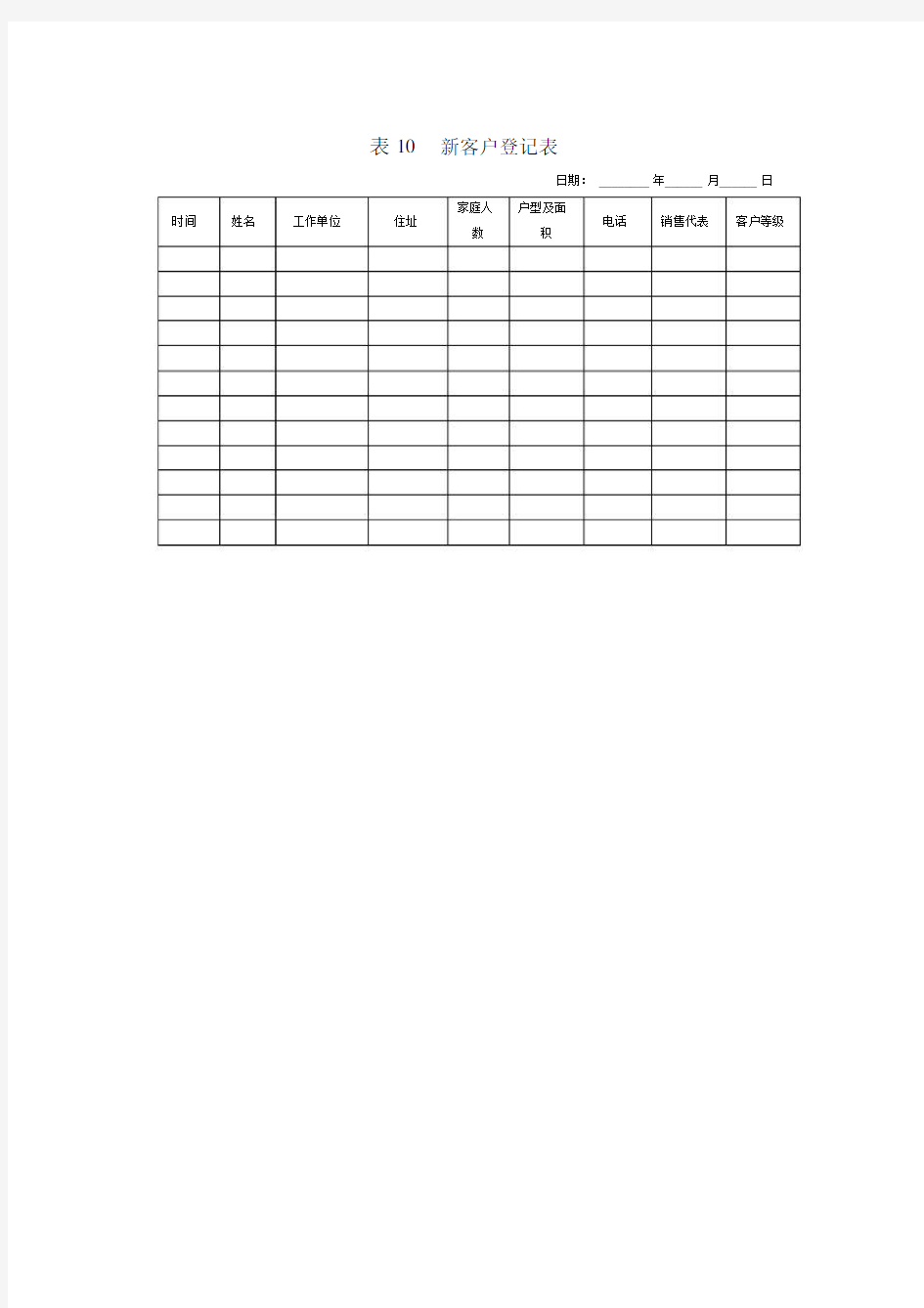 表新客户登记表.doc