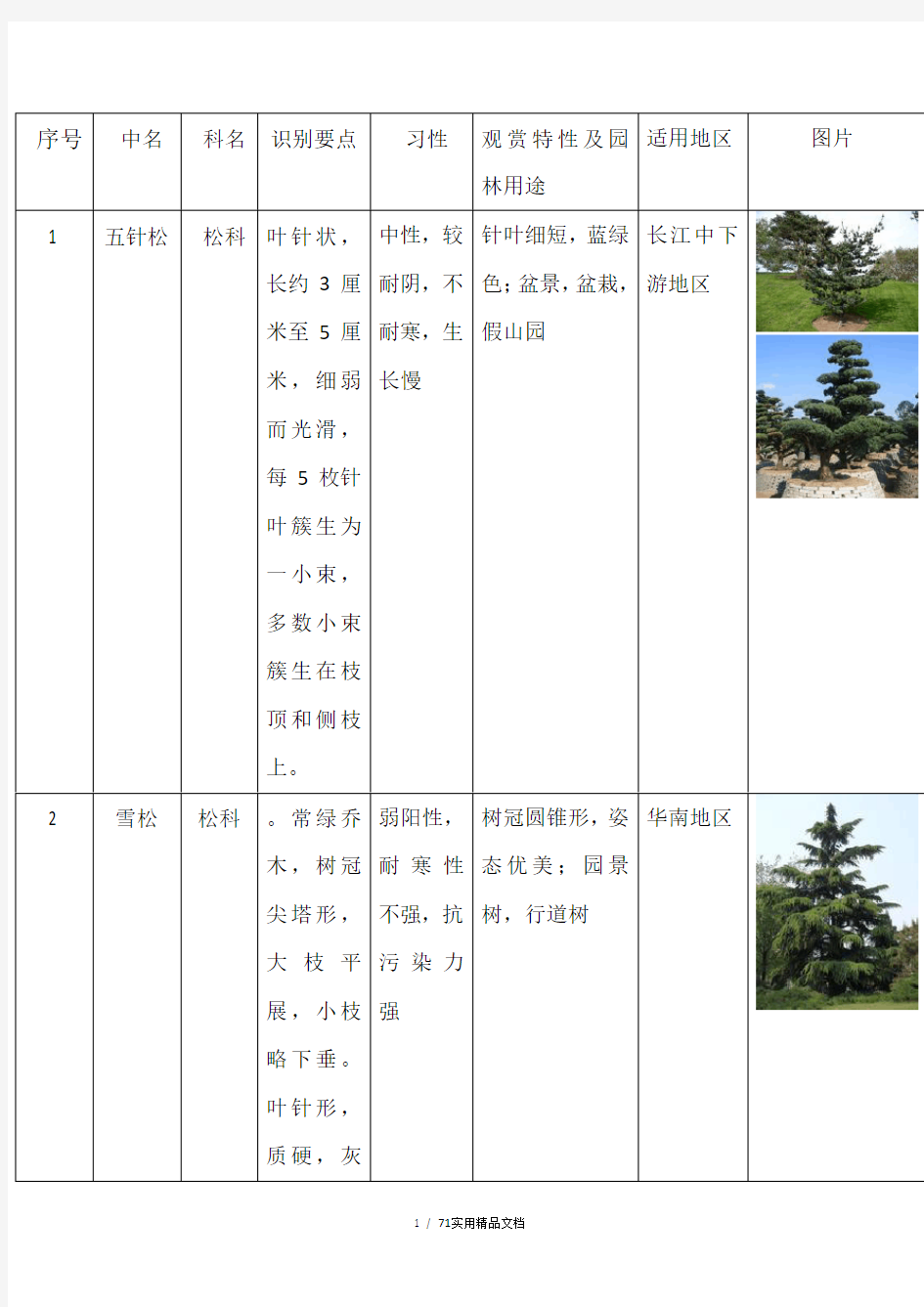 园林树木种类表