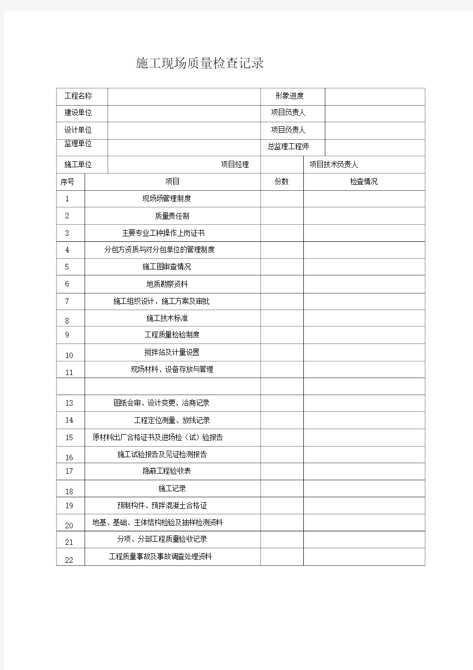 施工现场质量检查记录