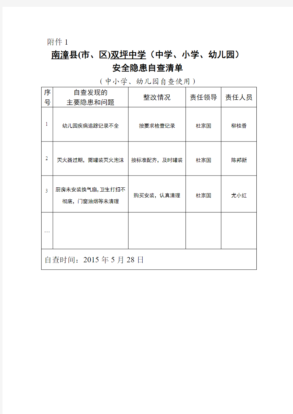 学校安全隐患自查清单