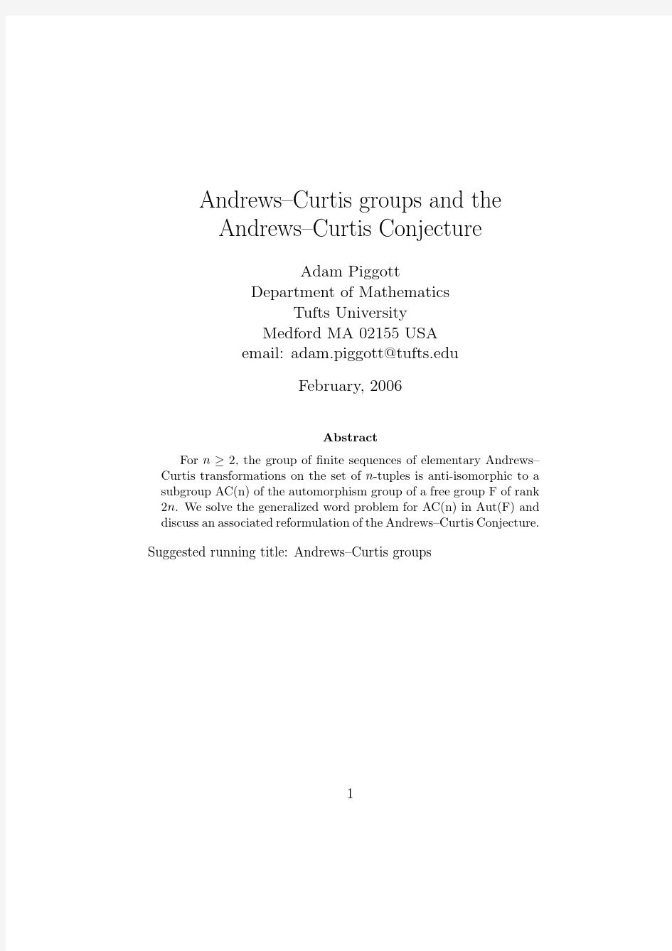 Andrews–Curtis groups and the Andrews–Curtis Conjecture