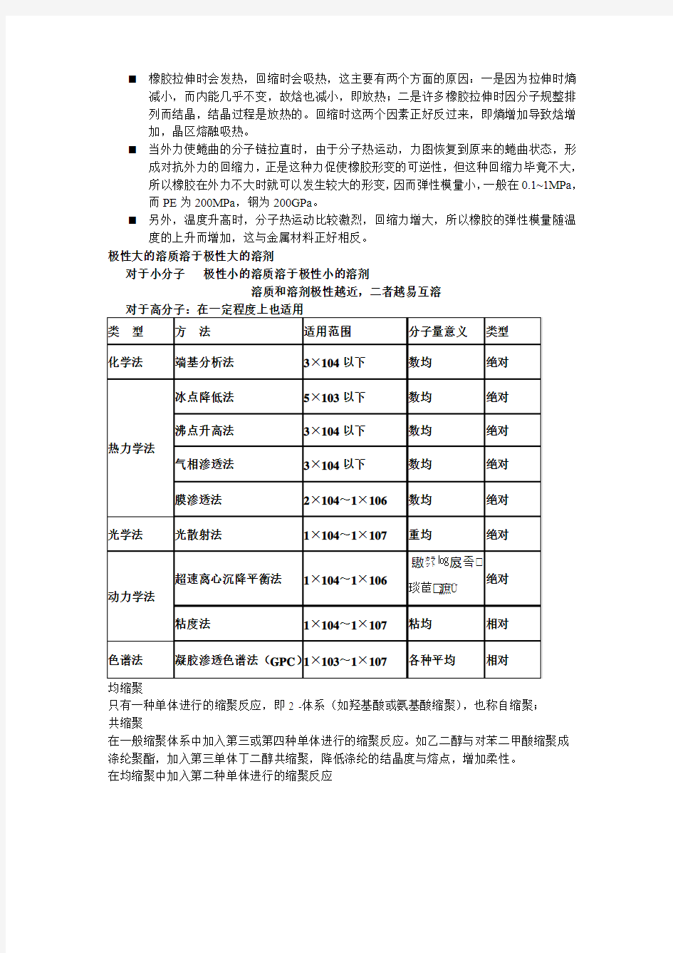 高分子物理与化学小结